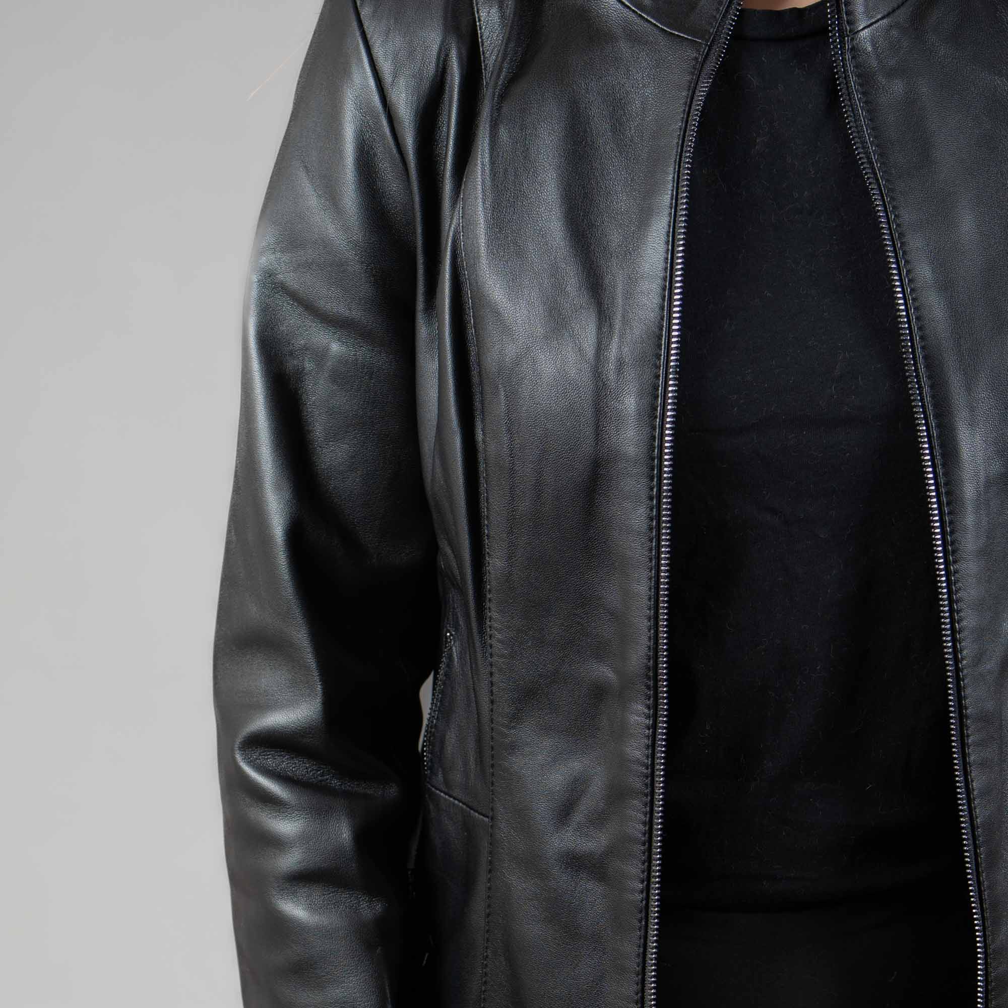 Leather jacket in black color Greek manufacturing eFurs