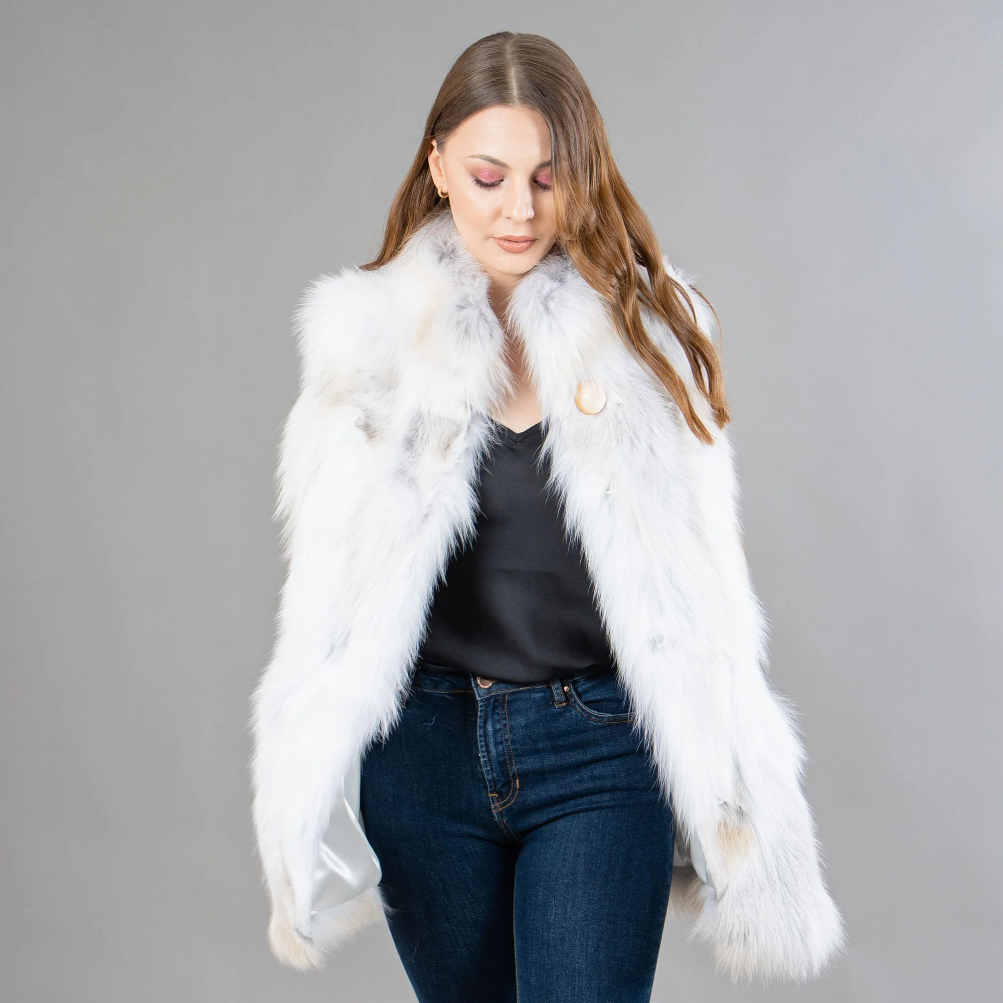 White fur deals vest women