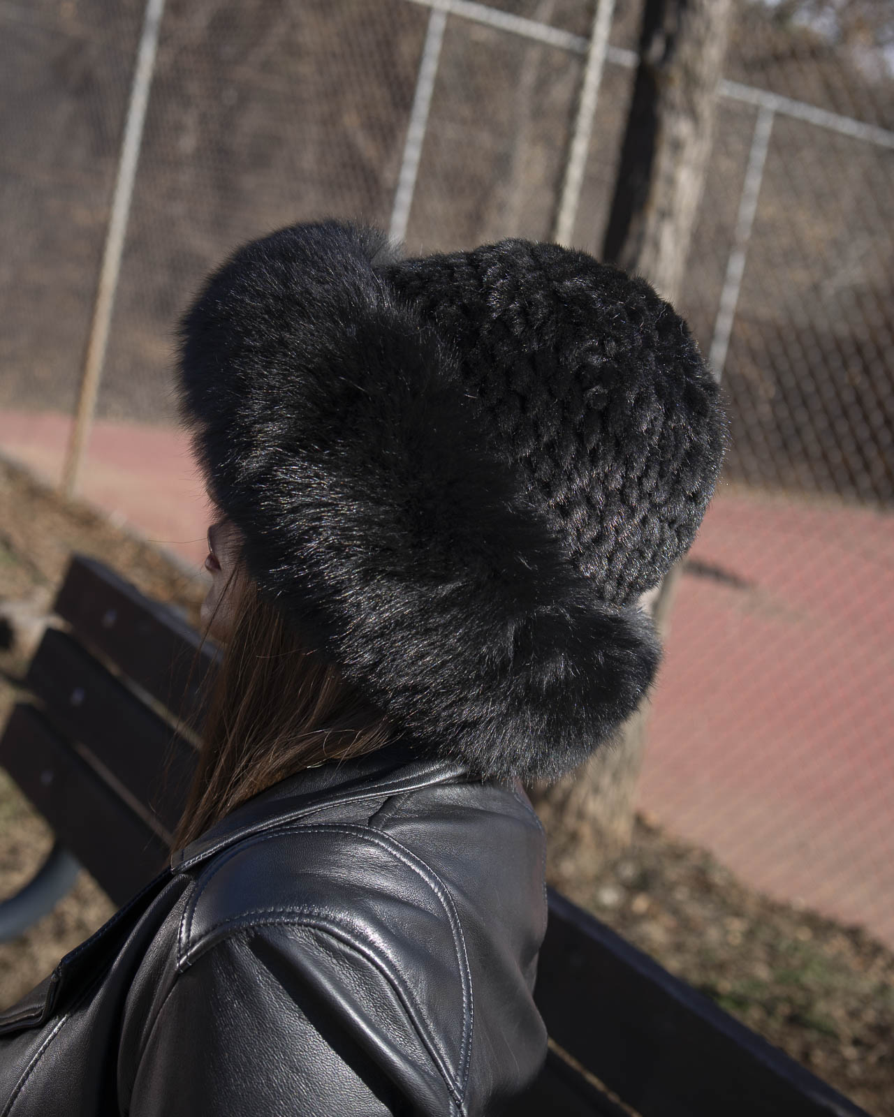 black mink and fox fur hat