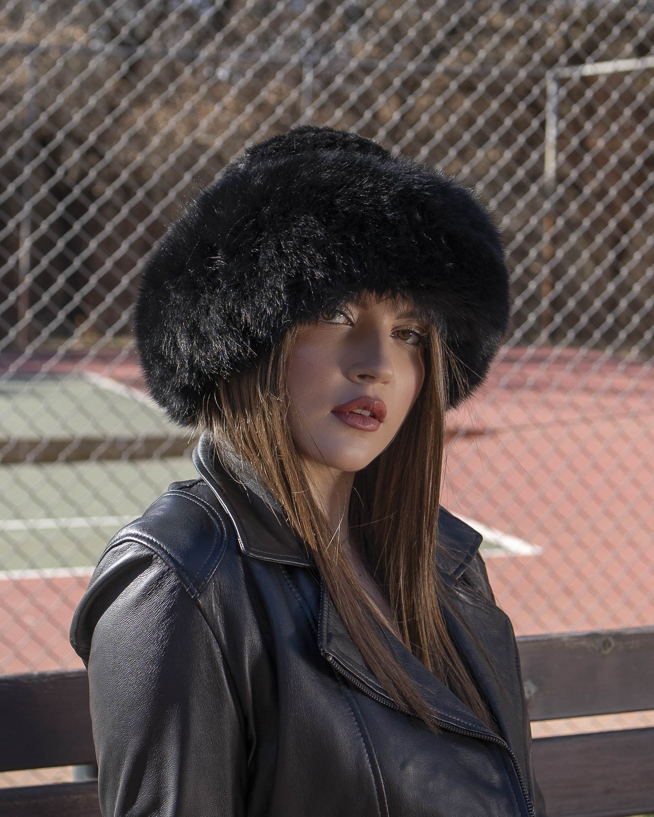 black mink and fox fur hat