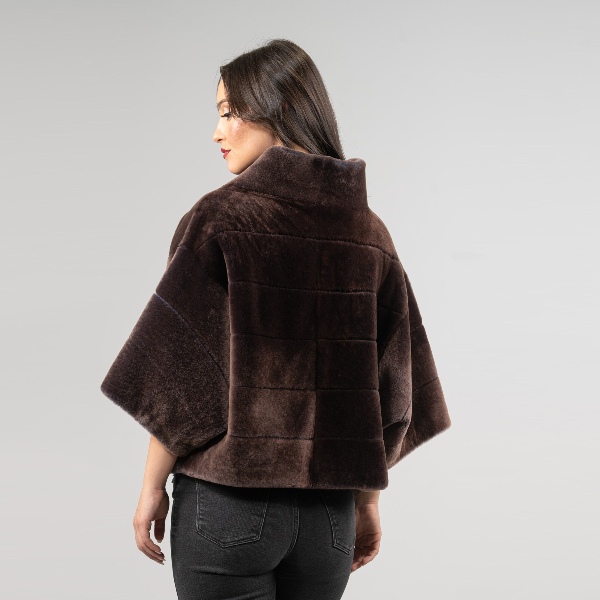 Sheepskin jacket in dark brown color